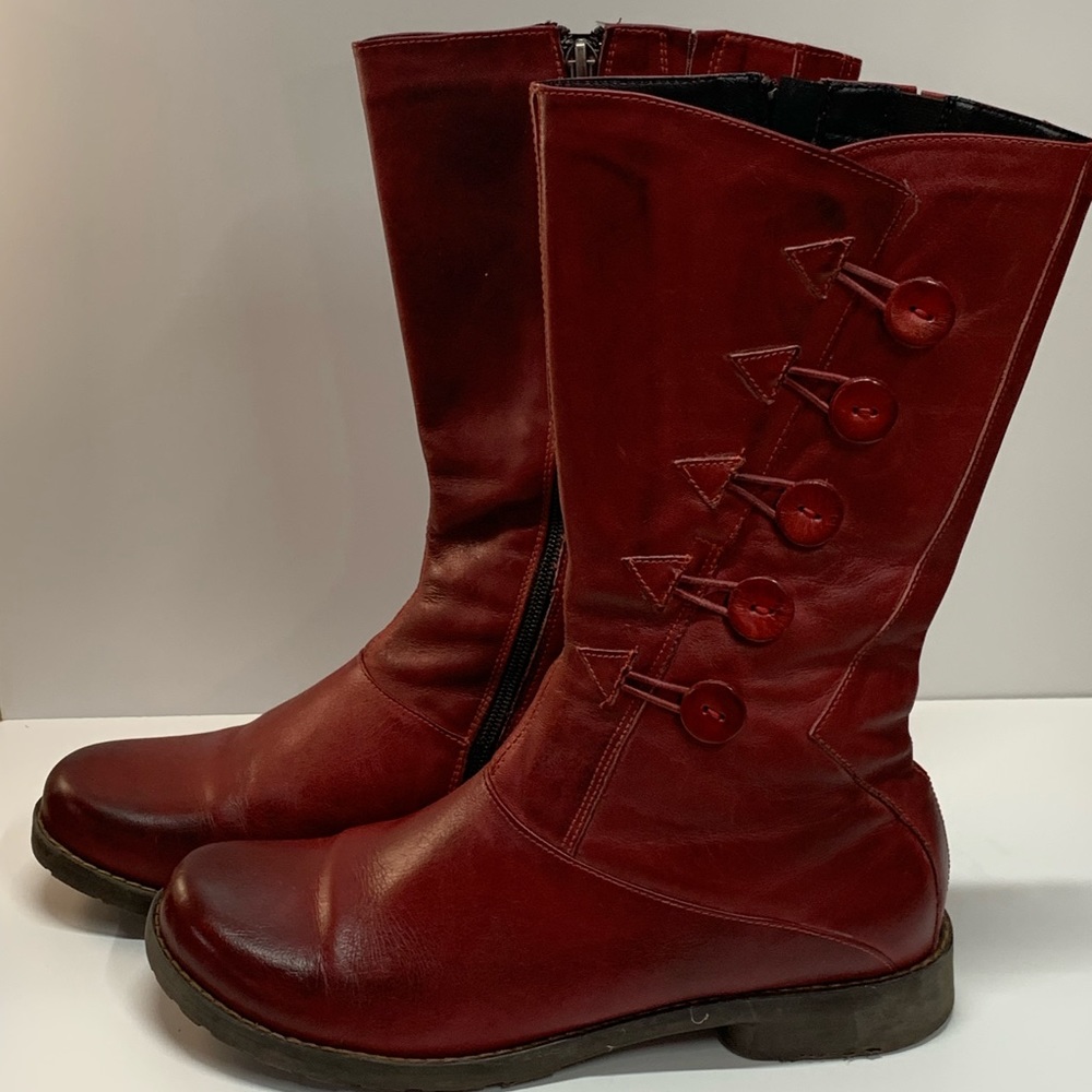 Jafa Red Leather Boots Size 41